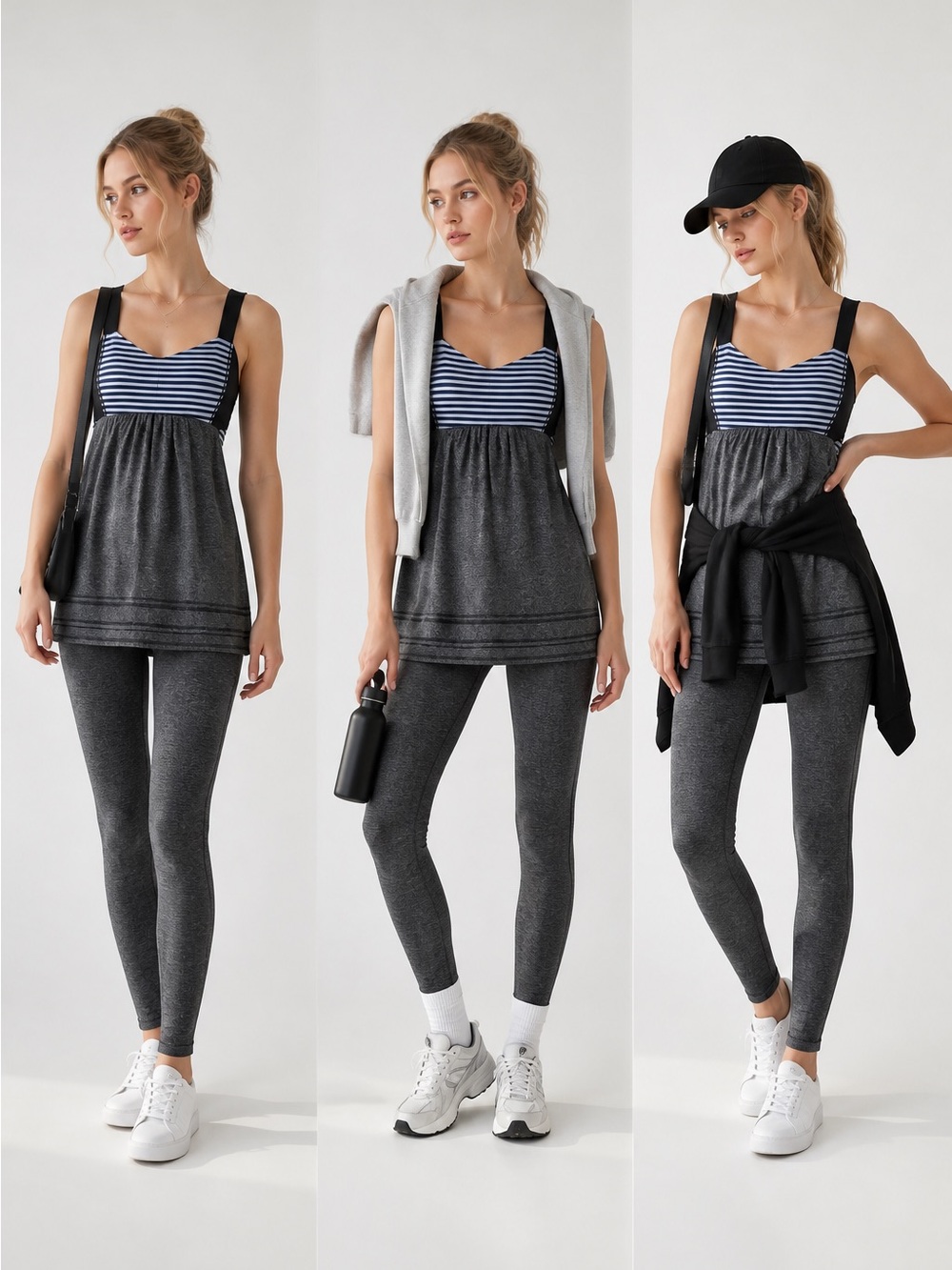 lululemon athletica Black and White Striped Flow Shelf BraTank Size 6